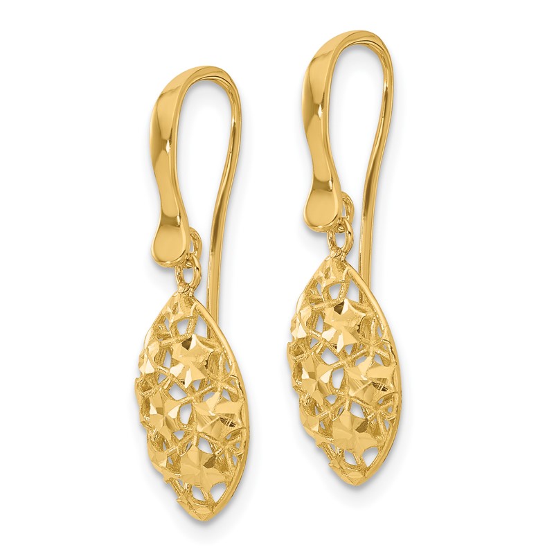 14k Polished D/C Shepherd Hook Dangle Earrings