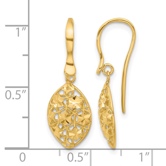 Leslie's 14k Polished D/C Shepherd Hook Dangle Earrings