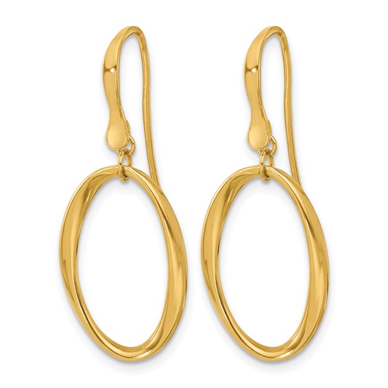 Leslie's 14k Polished Oval Shepherd Hook Dangle Earrings