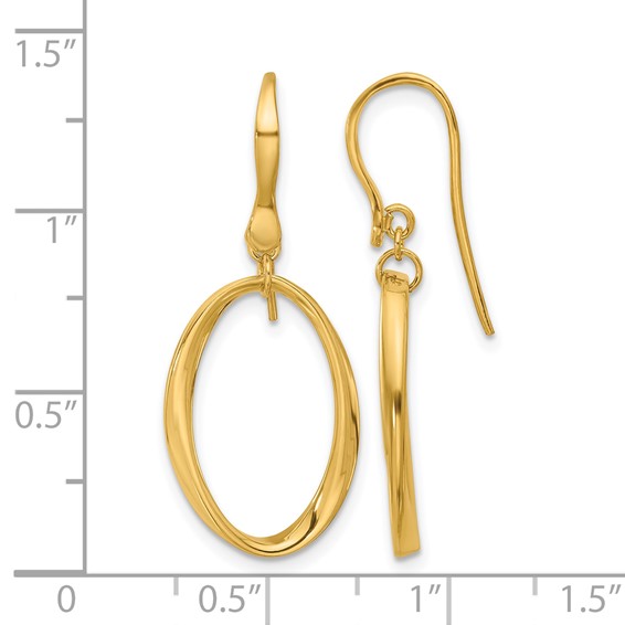Leslie's 14k Polished Oval Shepherd Hook Dangle Earrings