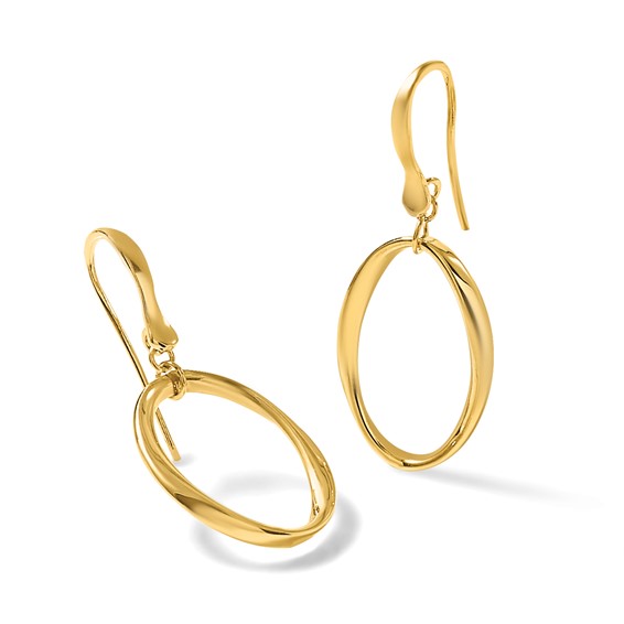 Leslie's 14k Polished Oval Shepherd Hook Dangle Earrings