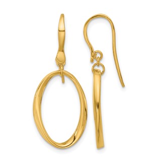Leslie's 14k Polished Oval Shepherd Hook Dangle Earrings