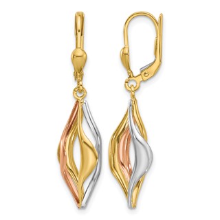 Leslie's 14K Tri-Color Polished Dangle Leverback Earrings