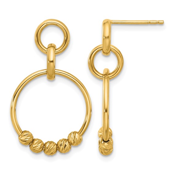 Leslie's 14K Polished and Diamond-cut Dangle Post Earrings