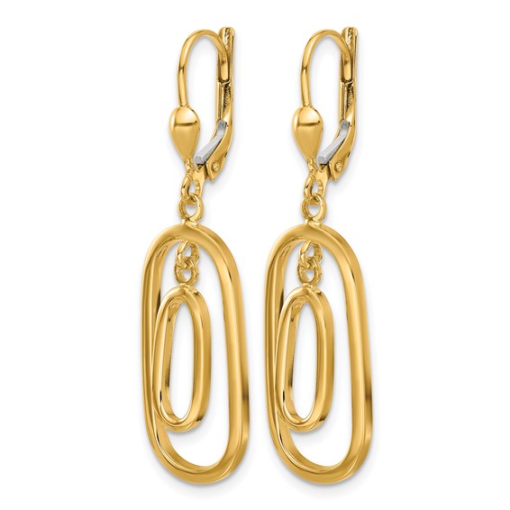 Leslie's 14K Polished Ovals Dangle Leverback Earrings