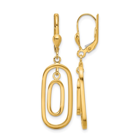 Leslie's 14K Polished Ovals Dangle Leverback Earrings