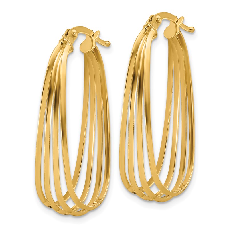 14K Polished Oval Hoop Earrings