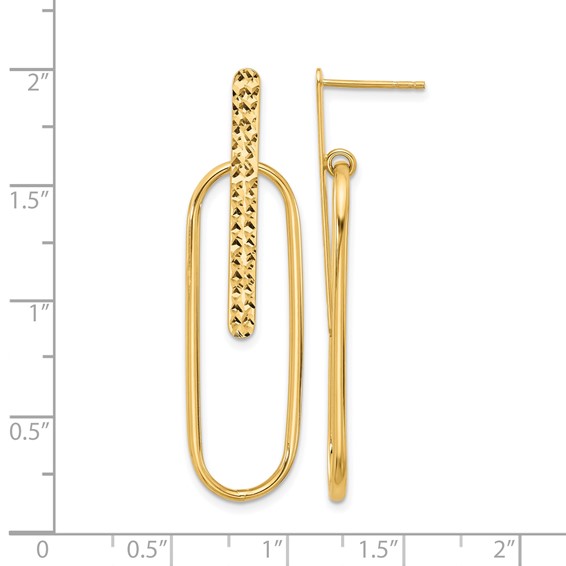 Leslie's 14K Polished and Diamond-cut Oval Dangle Post Earrings