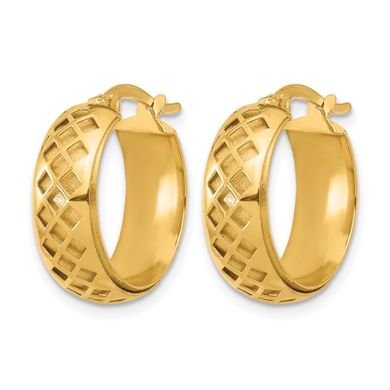 Leslie's Gold Polished and Brushed Pattern Hoop Earrings