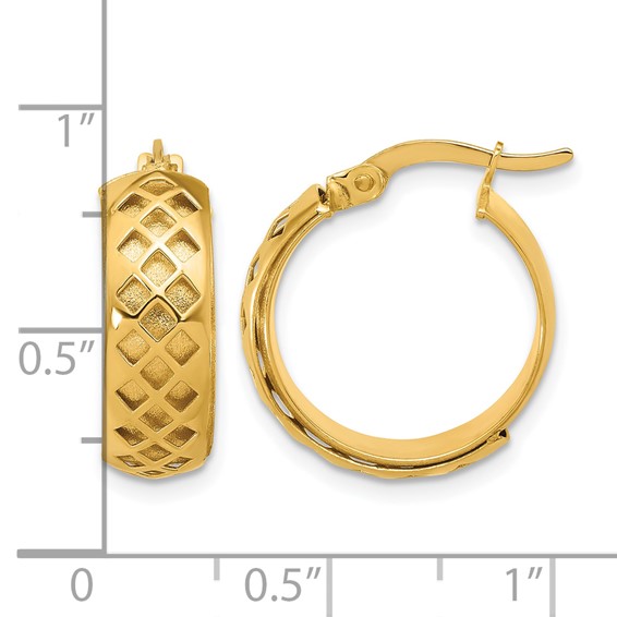 Leslie's Gold Polished and Brushed Pattern Hoop Earrings