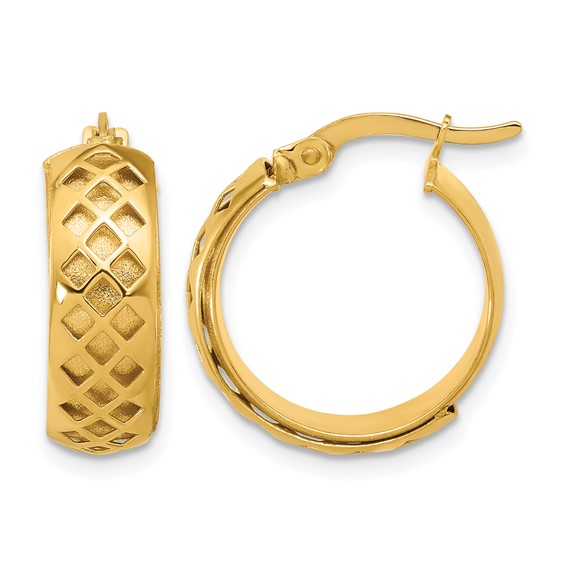Leslie's Gold Polished and Brushed Pattern Hoop Earrings
