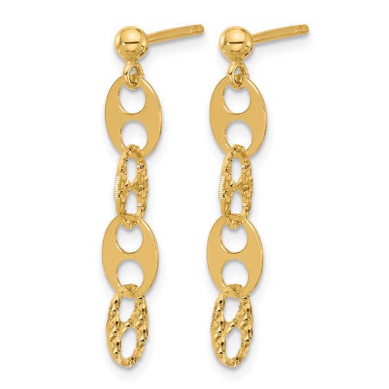 Leslie's 14K Polished and Textured Fancy Link Dangle Earrings