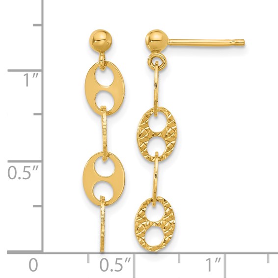 Leslie's 14K Polished and Textured Fancy Link Dangle Earrings