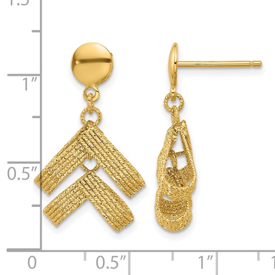 Leslie's 14K Polished and Textured Fancy Dangle Post Earrings