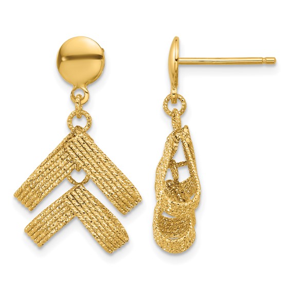 Leslie's 14K Polished and Textured Fancy Dangle Post Earrings