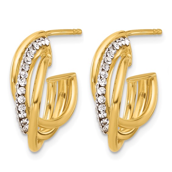 Leslie's Gold Polished Crystal J-Hoop Earrings