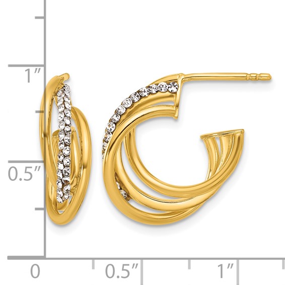 Leslie's Gold Polished Crystal J-Hoop Earrings