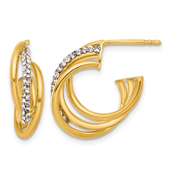 Leslie's Gold Polished Crystal J-Hoop Earrings