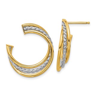 Leslie's 14K w/White Rhodium Polished and Post Earrings