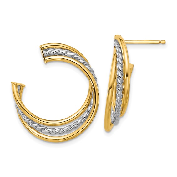 Leslie's 14K w/White Rhodium Polished and Post Earrings