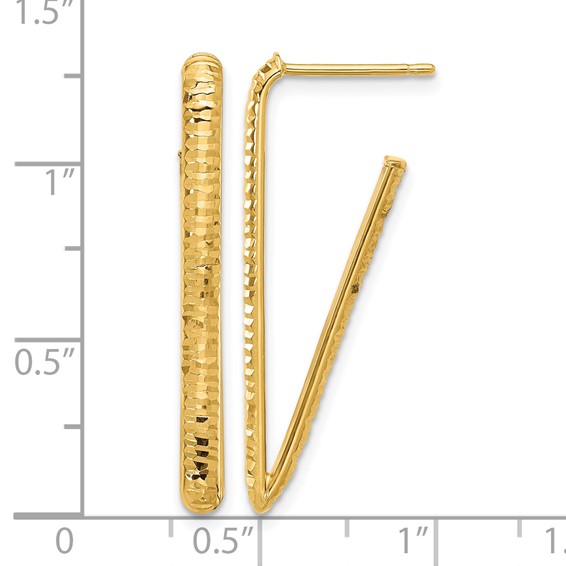 Leslie's 14K Polished and Diamond-cut Triangle J-Hoop Post Earrings