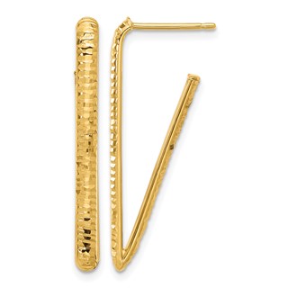 Leslie's 14K Polished and Diamond-cut Triangle J-Hoop Post Earrings