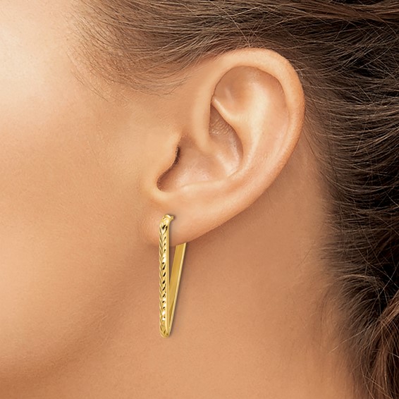 Leslie's Gold Polished and Diamond-cut Drop Earrings