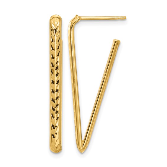 Leslie's Gold Polished and Diamond-cut Drop Earrings