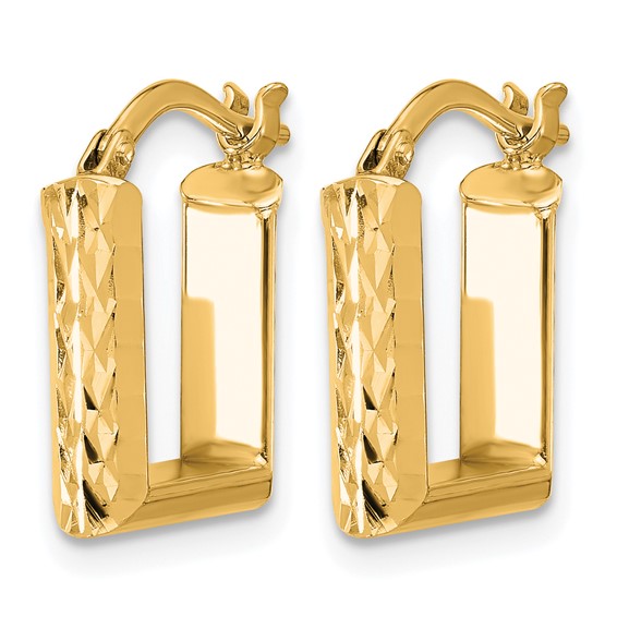 Leslie's Gold Polished and Diamond-cut Square Hoop Earrings