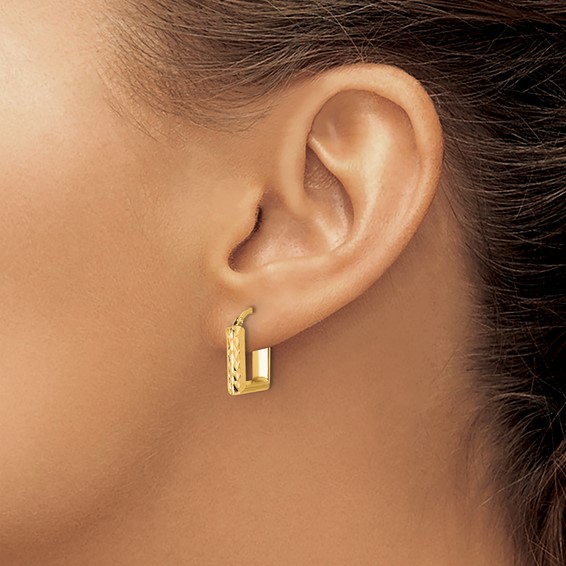 Leslie's Gold Polished and Diamond-cut Square Hoop Earrings