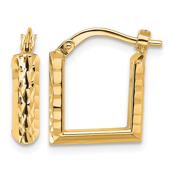 Leslie's Gold Polished and Diamond-cut Square Hoop Earrings