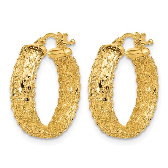 Leslie's 14K Polished/Textured/Diamond-cut Hoop Earrings