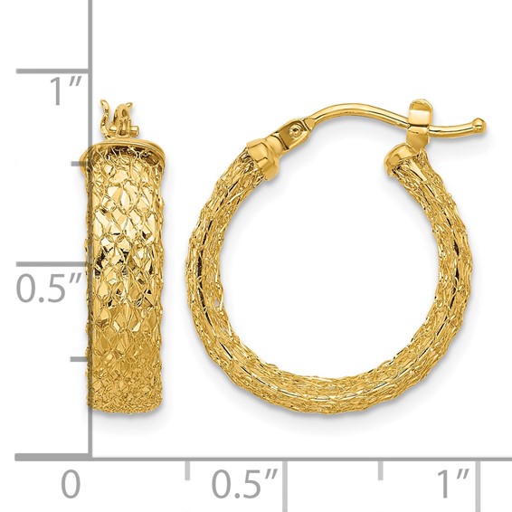 Leslie's 14K Polished/Textured/Diamond-cut Hoop Earrings