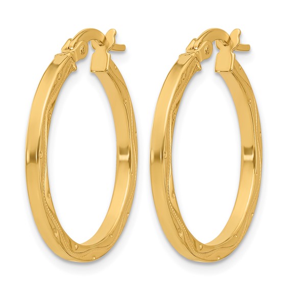Leslie's 14K Polished with Pattern Hoop Earrings