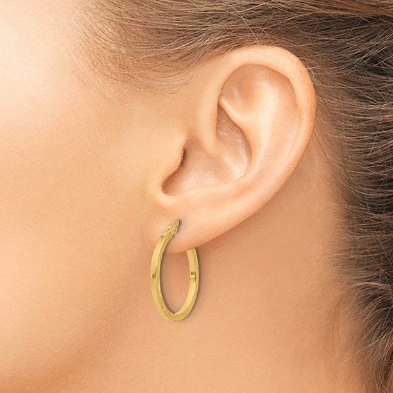 Leslie's 14K Polished with Pattern Hoop Earrings