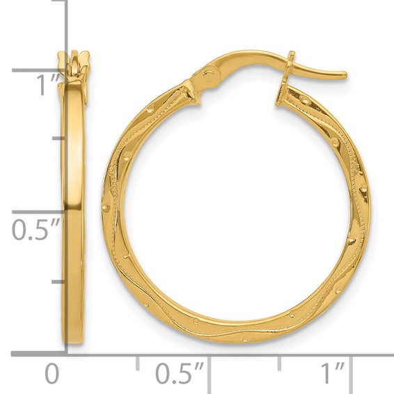 Leslie's 14K Polished with Pattern Hoop Earrings