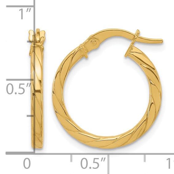 Leslie's 14K Polished and Grooved Hoop Earrings