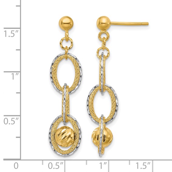 Leslie's 14K Two-tone Polished and Diamond-cut Dangle Post Earrings