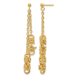 Leslie's 14K Polished and Textured Dangle Post Earrings