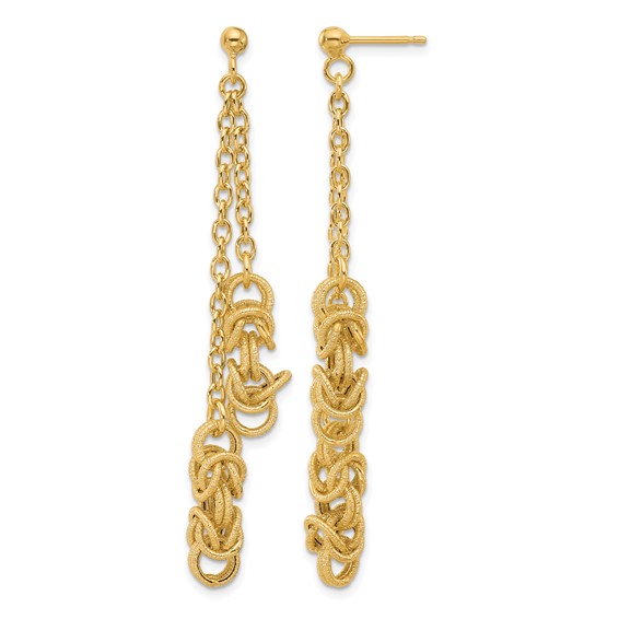 Leslie's 14K Polished and Textured Dangle Post Earrings