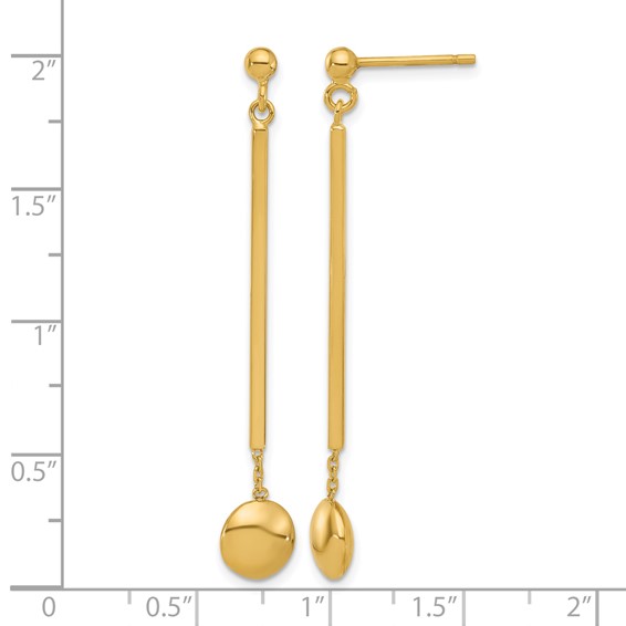 Leslie's 14K Polished Bar with Bead Dangle Post Earrings