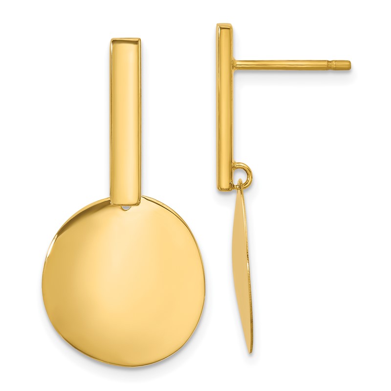14K Polished  Drop Post Earrings