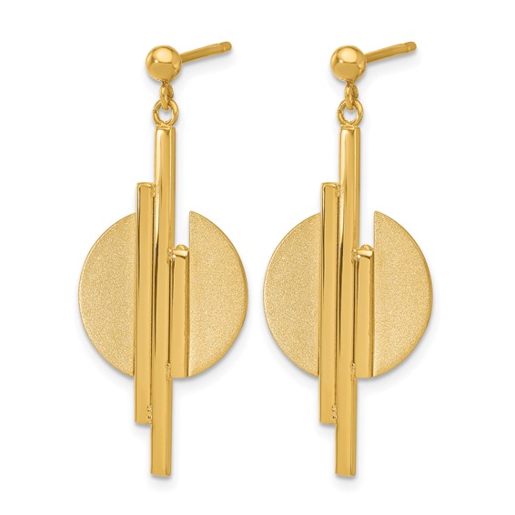 Leslie's 14K Polished and Brushed Dangle Post Earrings