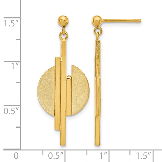 Leslie's 14K Polished and Brushed Dangle Post Earrings