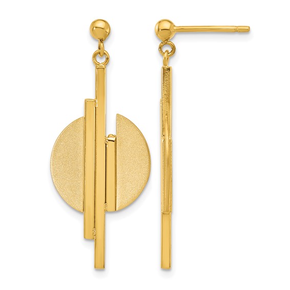 Leslie's 14K Polished and Brushed Dangle Post Earrings