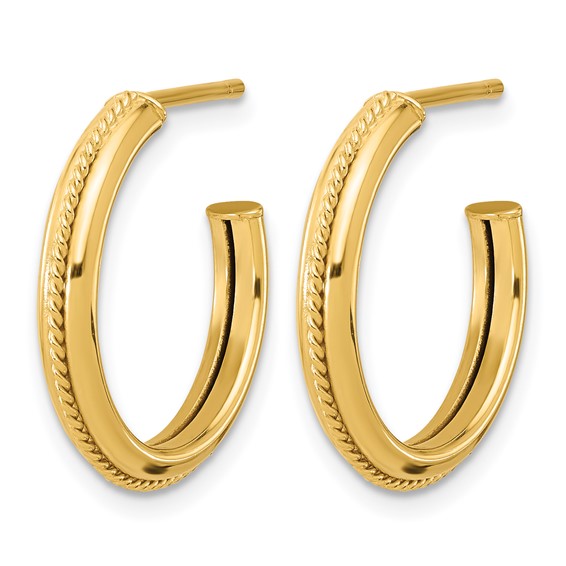 Leslie's Gold Polished and Textured J-Hoop Earrings
