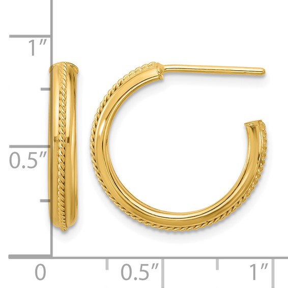 Leslie's Gold Polished and Textured J-Hoop Earrings