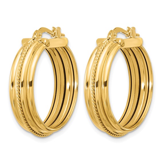 Leslie's Gold Polished and Grooved Hoop Earrings