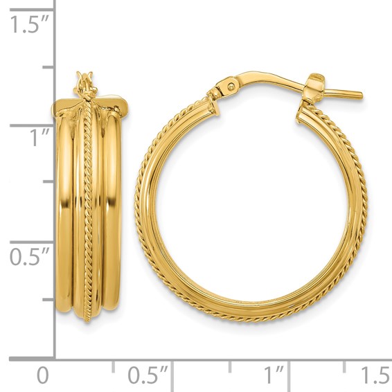 Leslie's Gold Polished and Grooved Hoop Earrings