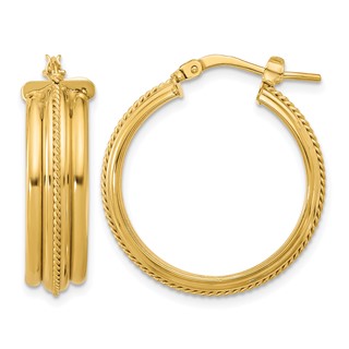 Leslie's Gold Polished and Grooved Hoop Earrings